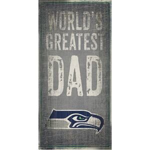 NFL Seattle Seahawks Dad Sign Worlds Greatest Wooden Man Cave Wall Distressed